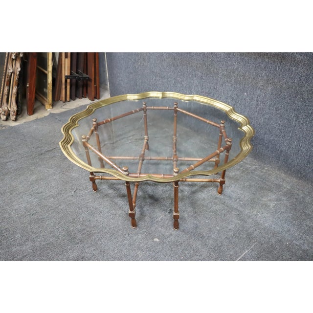 Mid Century Bamboo & Brass Coffee Table For Sale - Image 4 of 8