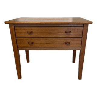 1960s Danish Modern Mid Century Teak Side Table With Two Drawers by Copenhagen For Sale