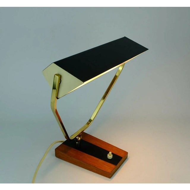 1960s Metal, Brass & Teak Desk Lamp from Kaiser Leuchten, 1960s For Sale - Image 5 of 12