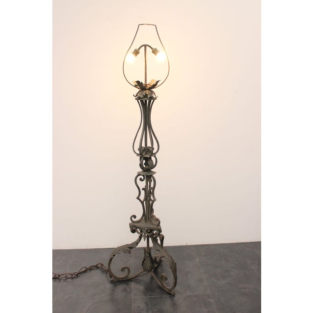 Antique Wrought Iron Floor Lamp, 1890s For Sale - Image 4 of 18
