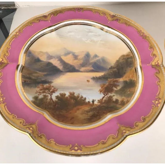 Pair of 19th Century Antique English Hand Painted Porcelain Compotes For Sale - Image 4 of 13