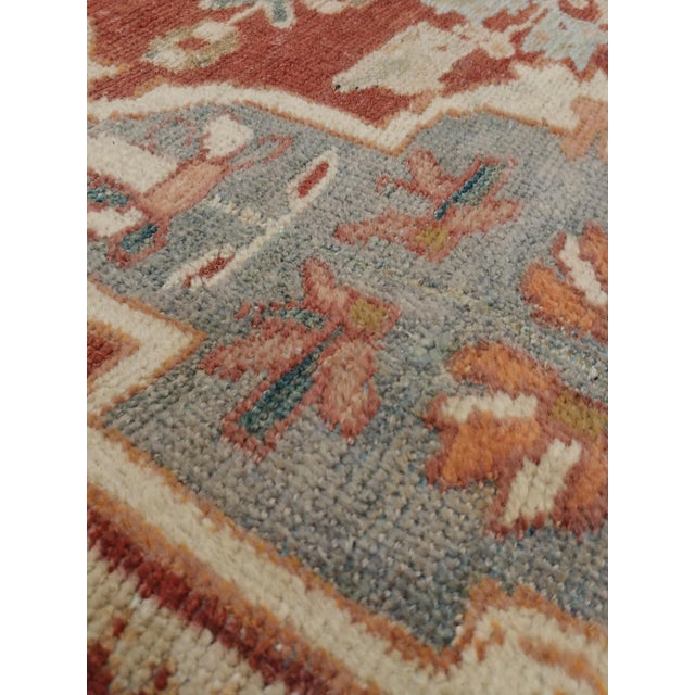 Antique Mahal Rug, Handmade Oriental Rug, Light Green, Rust, All-Over Design For Sale - Image 14 of 17