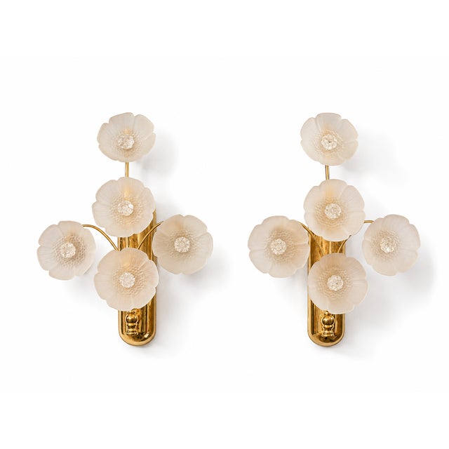 Vintage Floral Wall Sconces, 1930s, Set of 2 For Sale - Image 4 of 4