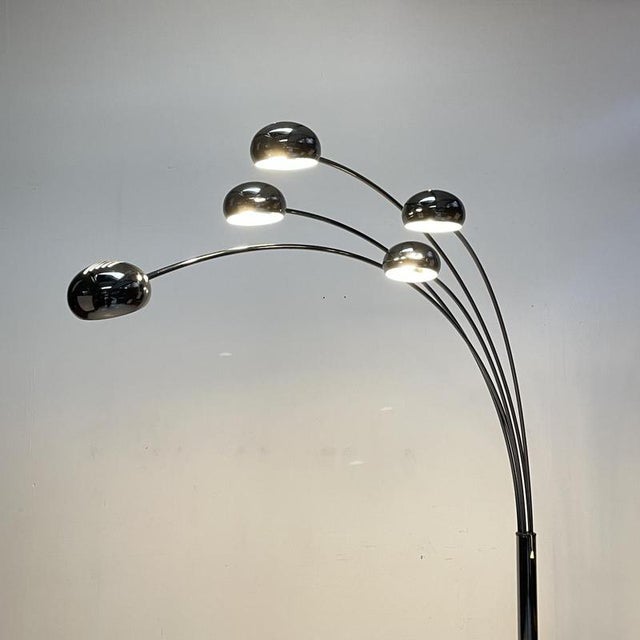 Stone Midcentury Danish Bilka Multi Floor Light in Smoked Chrome with Marble Base, 1970s For Sale - Image 7 of 10