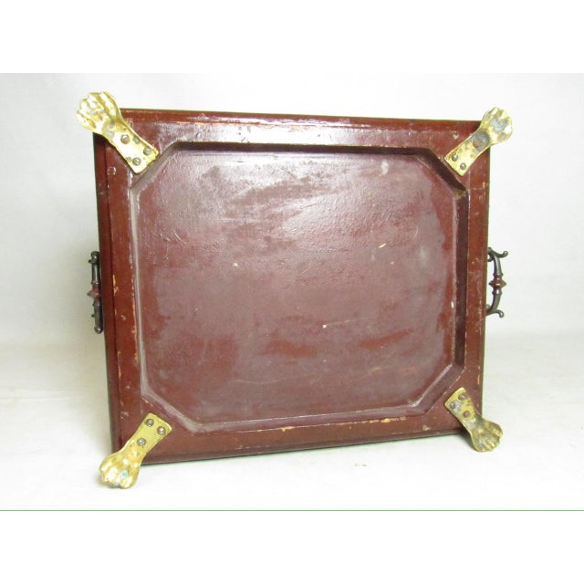 Burgundy Antique Italian Painted Jewelry Box For Sale - Image 8 of 18