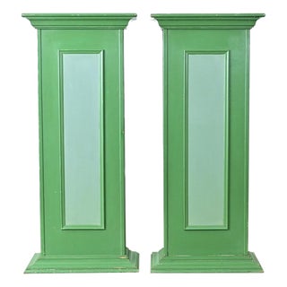 Early 20th Century Pair of French Narrow Painted Paneled Pedestals For Sale