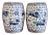 Chinoiserie Porcelain Blue and White Dancing Foo Dogs Garden Stools - A Pair For Sale