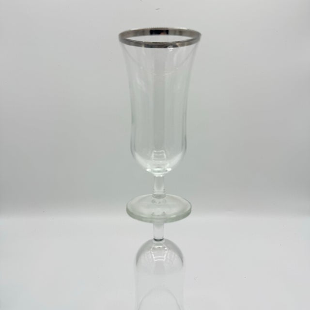 Mid 20th Century Vintage Silver-Rimmed Paree Hurricane Cocktail Glasses – Set of 6 For Sale - Image 5 of 6