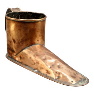 19th-Century English Copper Boot Ale Muller Warmer For Sale