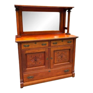 Antique Arts and Crafts Style Mirror Back Server