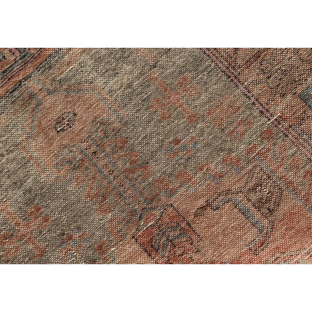 Antique Persian Hamadan Rug With Colorful Geometric Medallion's With Light Green For Sale - Image 11 of 11