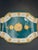 Vintage MCM Georges Briard Teal & Gold Butterfly Curved Glass Tray W/ Wood Handles For Sale In New York - Image 6 of 10