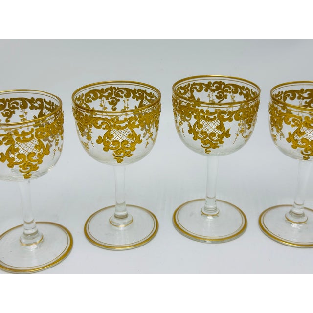 1940s Vintage Gold Embellished Glasses, Set of Four For Sale - Image 5 of 5