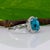 Blue 7.9Ct Blue Zircon Ring With Natural Diamond Halo: Solid 14k Gold, Size 6.75 For Sale - Image 8 of 10