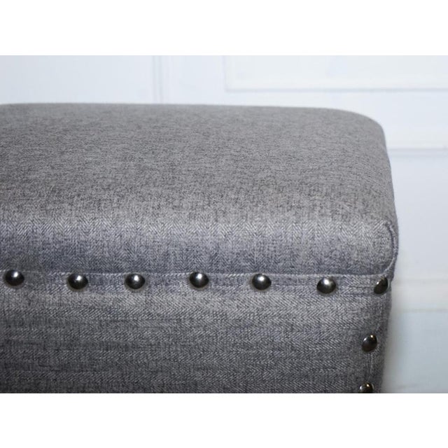 Grey Fabric Studded Footstools, Set of 2 For Sale - Image 3 of 9