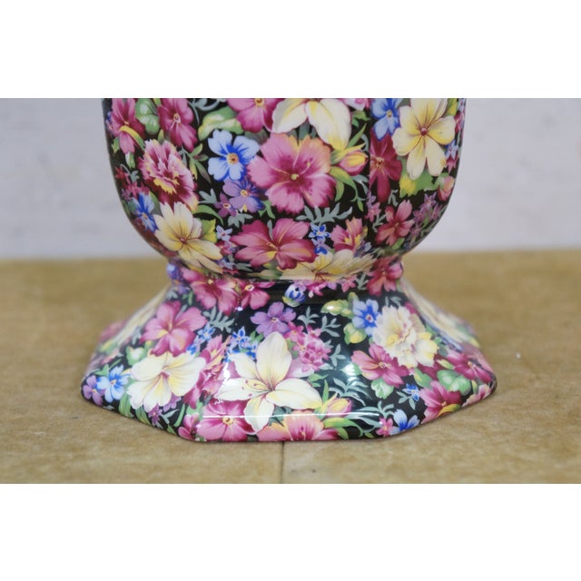 1990s Royal Winton Grimwades England Florence Chintz Floral All Over Vase Urn 12" For Sale - Image 5 of 11