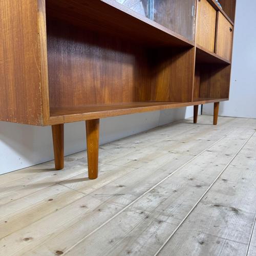 Wood Vintage Teak Bookcase with Glass Doors by Clausen & Son, Denmark, 1960s For Sale - Image 7 of 9