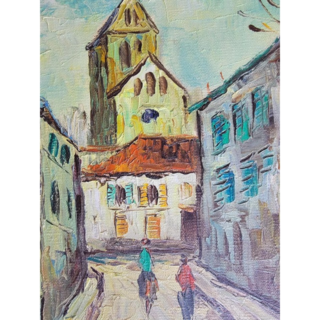 Blue European Street Scene Street Paintings - A Pair For Sale - Image 8 of 16