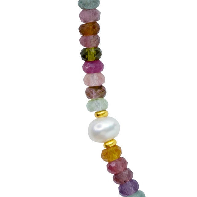 Tourmaline Pearl 14k Gold Necklace For Sale - Image 9 of 11