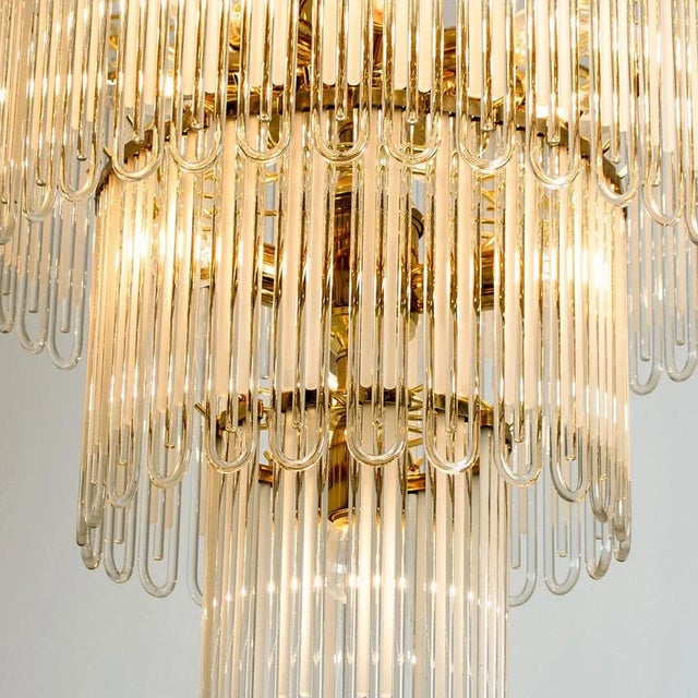 Clear Gold Glass Rod Chandelier by Sciolari, 1970s For Sale - Image 3 of 13