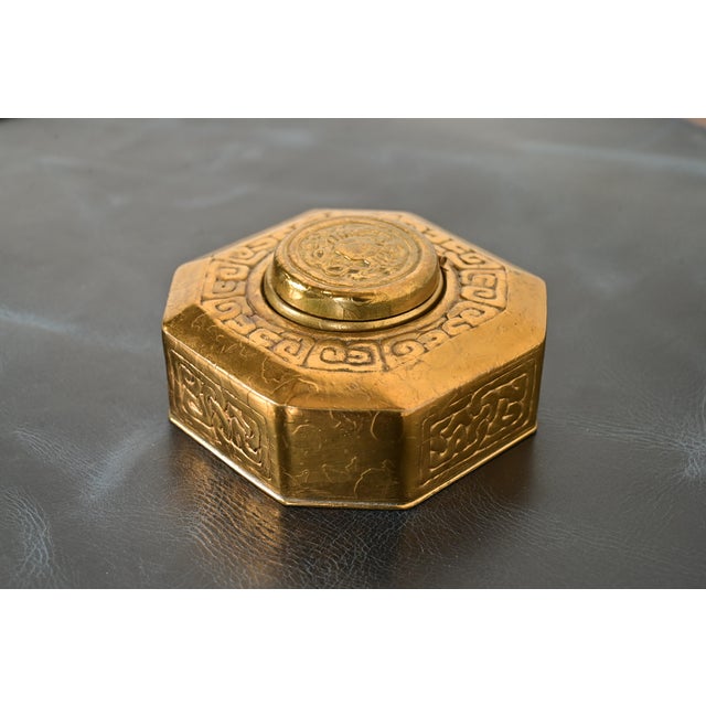 Tiffany Studios New York Zodiac Bronze Doré Inkwell For Sale - Image 15 of 15
