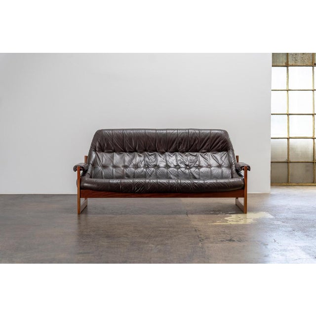 Brazilian Modern Leather Sofas and Lounge Chair by Percival Lafer, 1970s, Set of 3 For Sale - Image 6 of 18