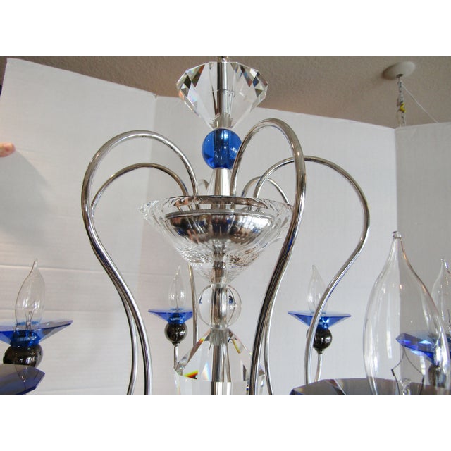 1980s Schonbek Rhiannon 6 Light Sapphire Chandelier For Sale In Miami - Image 6 of 12