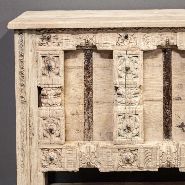 Bleached Teak Indian Architectural Remnant Console Table For Sale - Image 4 of 12