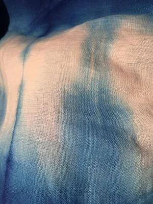 Boho Chic Cobalt Blue and White Tie Dye Cotton Linen Fabric From Osborne and Little - 104ʺ × 150ʺ