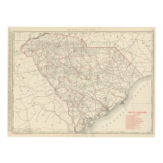 Antique Map of South Carolina The Palmetto State by Ran McNally, 1899 For Sale