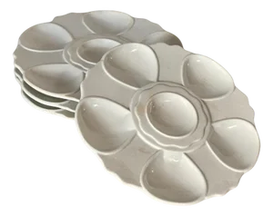 Mid-Century French White Ceramic Oyster Plates, 1970s, Set of 4