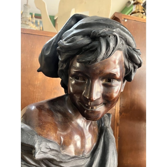 Metal Mareau, Woman with Hat, 1890s, Bronze For Sale - Image 7 of 8