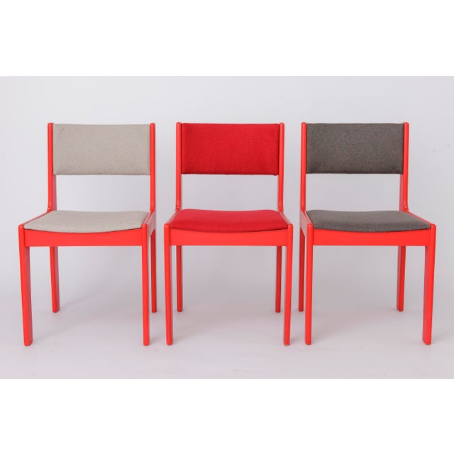 1950s Mid-Century Modern Red Lacquered Beech Dining Chairs from Casala, Germany, 1950s, Set of 5 For Sale - Image 5 of 11
