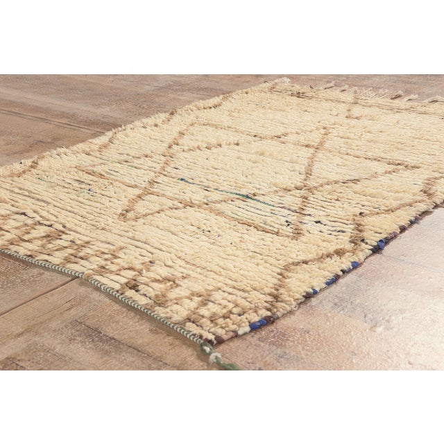 Beige Vintage Azilal Boucherouite Moroccan Rug, 03'03 X 04'08 For Sale - Image 8 of 10