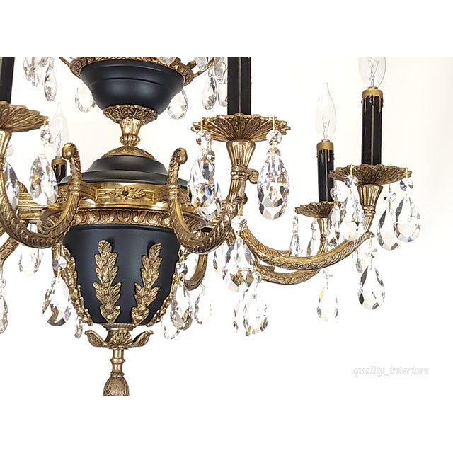 Metal Antique 8 Arm 11 Light Epic Empire Birdcage Brass Cut Lead Crystal Chandelier For Sale - Image 7 of 12