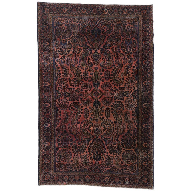 Antique Persian Sarouk Rug- 04'02 X 06'06 For Sale - Image 10 of 10