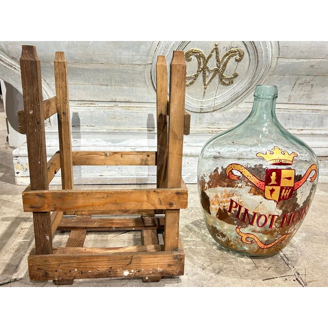 Hand Painted Antique Demi John Bottle From Normandy, France, ‘Pinot Noir’, Original Crate For Sale In Dallas - Image 6 of 12