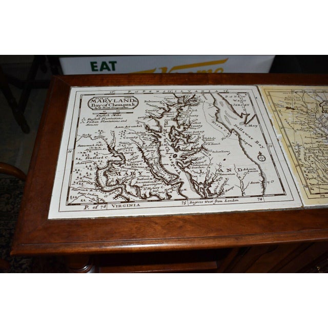 Vintage Traditional Cherry Map Console Table For Sale - Image 4 of 13