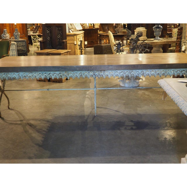 Late 19th Century A Long, Painted Antique Cast Iron Table From Aix-en-Provence, France Circa 1890 For Sale - Image 5 of 18