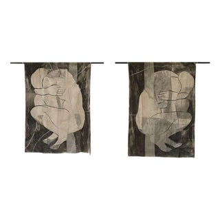 Dos À Dos Wall Tapestries in Acrylic and Wool by Tina Tictone, Set of 2 For Sale