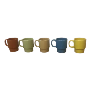 Mid-Century Modern Rainbow Stacking Mugs Made in Japan - Set of 5