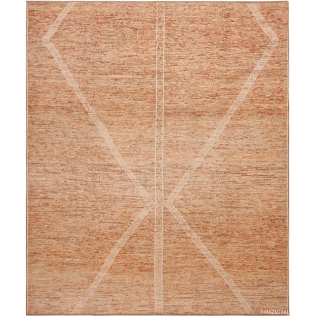 Minimalist Tribal Primitive Design Rust Tones Modern Area Rug For Sale