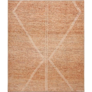 Nazmiyal Collection Minimalist Tribal Primitive Design Rust Tones Modern Area Rug For Sale