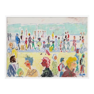 At the Airport by Happy Menocal in White Frame, Medium Art Print For Sale