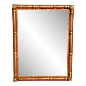 Antique Red and Gold Solid Wood Mirror