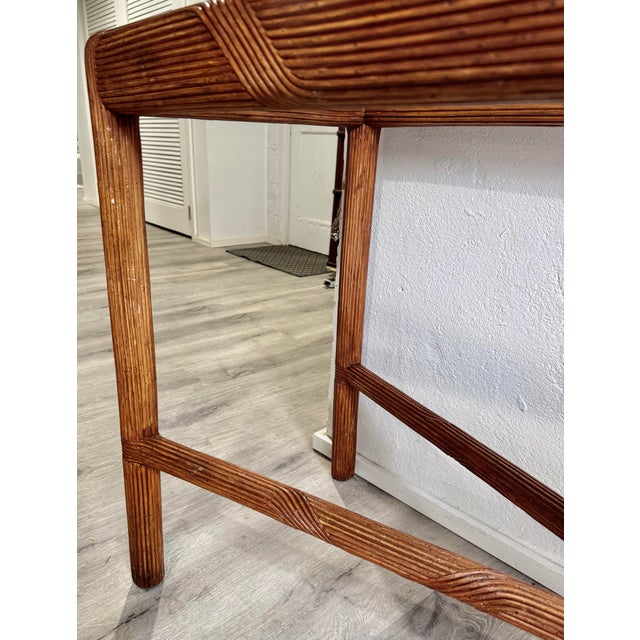 Gabriella Crespi 1970s Gabriella Crespi Style Pencil Reed Console Table With New Glass For Sale - Image 4 of 12
