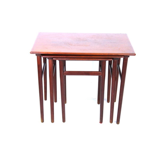 Teak Nesting Tables, Denmark, 1960s, Set of 3 For Sale - Image 4 of 8