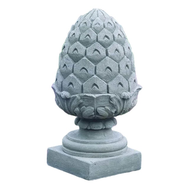 Longwood Pineapple Finial Gray Concrete Statue For Sale