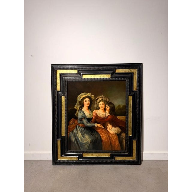 R. Belliagh, Portrait of Women & Children, Oil Painting on Wooden Panel, Framed For Sale - Image 7 of 7