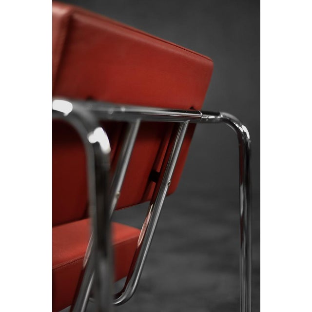 Bauhaus Set of Scandinavian Bauhaus Model EJ 8 Armchairs in Chrome and Red Leather by Torben Skov for Erik Jørgensen Møbelfabrik, 1990 For Sale - Image 3 of 18